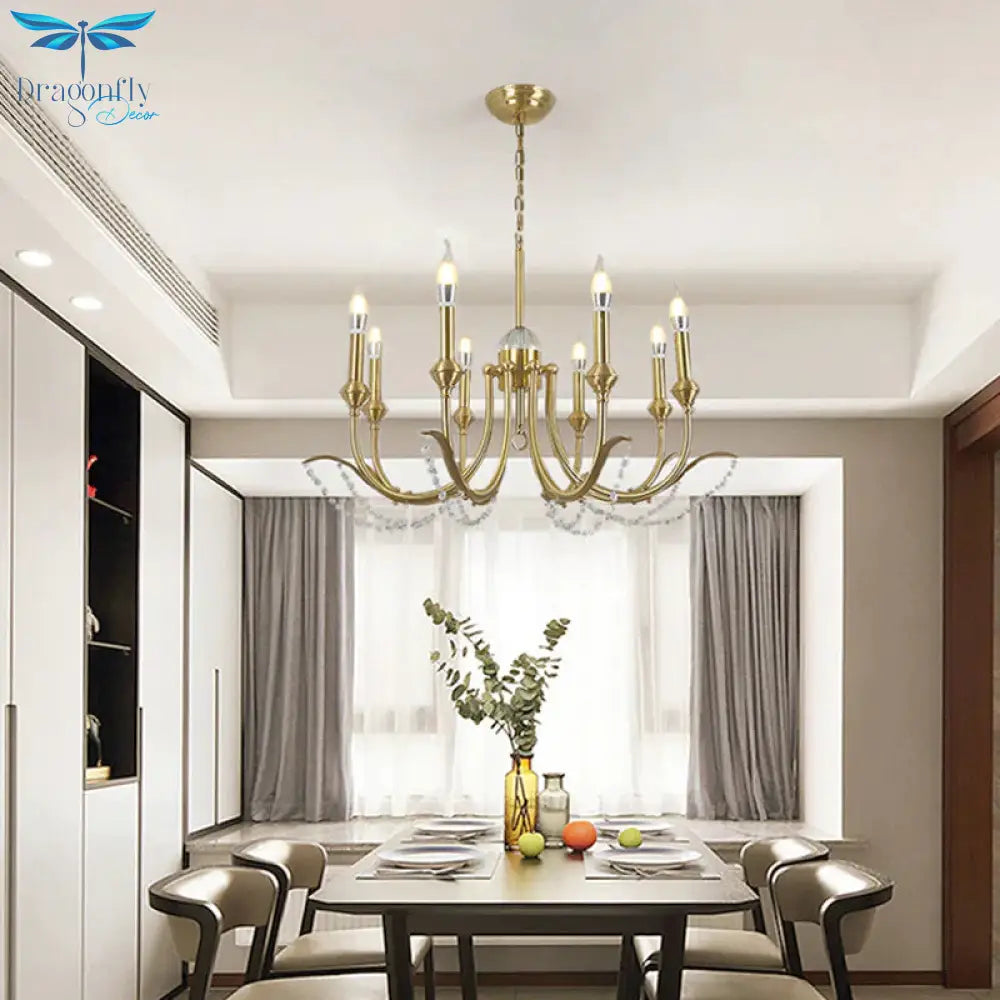 Open Bulb Suspension Lighting Traditional Metal 6/8 Lights Gold Finish Chandelier Pendant Light