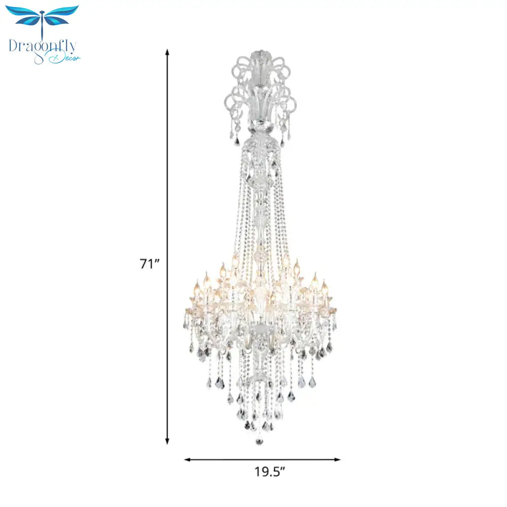 Opulent Clear Crystal Candle Chandelier Baroque 10 - Light Dining Hall Ceiling Pendant Light