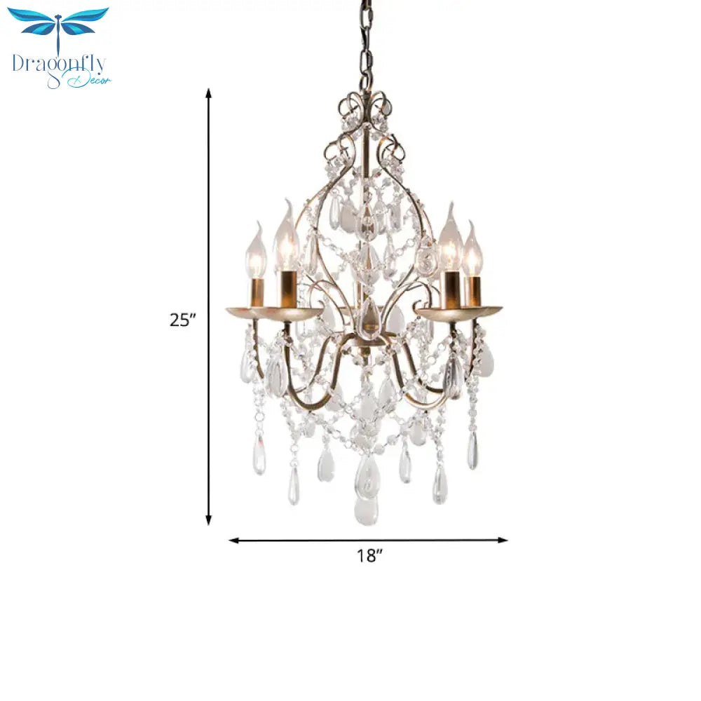 Original Candlestick Suspended Lighting Fixture 5 - Light Draping Crystal Ball Chandelier Light In