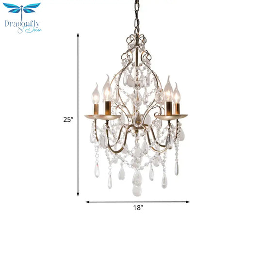 Original Candlestick Suspended Lighting Fixture 5 - Light Draping Crystal Ball Chandelier Light In