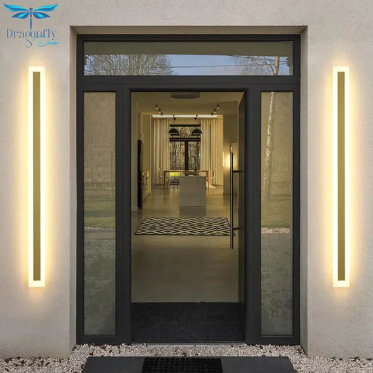 Outdoor Lighting Tall Led Wall Lamp Ip65 Waterproof Aluminum Dimmable Gold Garden Porch Sconce
