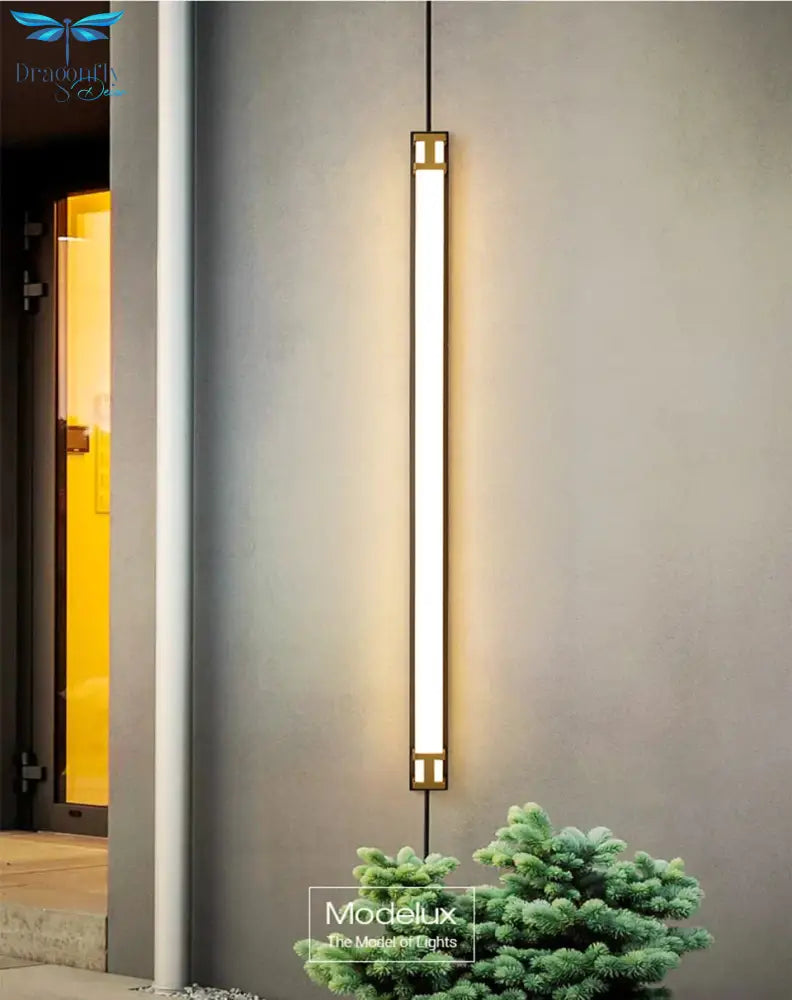 Outdoor Wall Lamp Ip65 Waterproof Led Long Lights Garden Villa Porch Sconce Light Gold Black 110V
