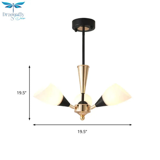 Oval Living Room Ceiling Chandelier Traditional White Glass 3/6/8 Lights Gold Hanging Fixture