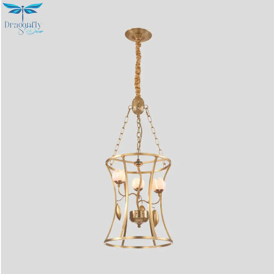 Pastoral Lotus Chandelier Lighting Fixture 3/7 Heads Metal Led Pendant Ceiling Light In Gold For