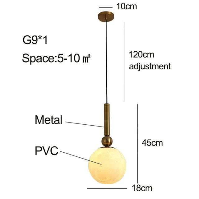 Pendant Lights 3D Lunar Lampshade Lamp Fixtures Luminaria Living Room Bar Bedroom Postmodern
