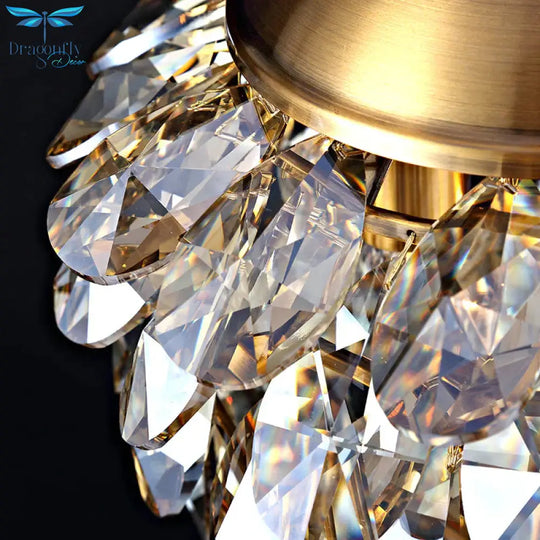 Pinecone Crystal Ceiling Pendant Light Modern Style 2 Lights Black/Gold Chandelier