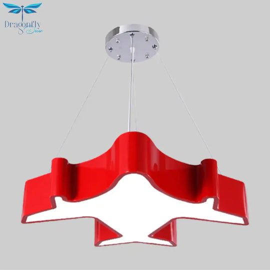 Plane Playing Room Pendant Lamp Acrylic Cartoon Style Led Chandelier Light Fixture In