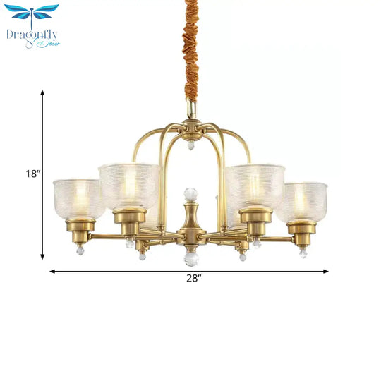 Prismatic Glass Gold Hanging Chandelier Bowl Shade 4/6 - Light Colonialist Metal Suspension Pendant