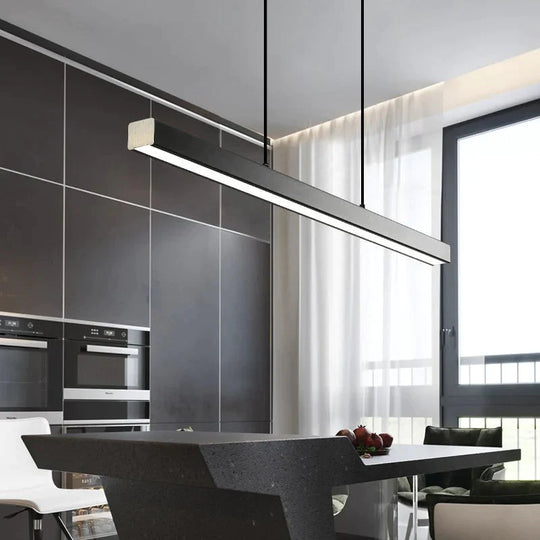 Modern Led Dining Room Chandelier Lighting Nordic Restaurant Long Hanging Lights Office Fixtures