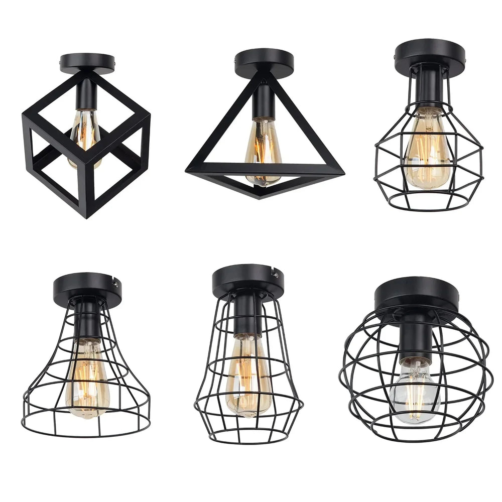 Vintage Iron Black Pendant Light Led Industrial Modern Lamp Nordic Lighting Cage Fixture Home