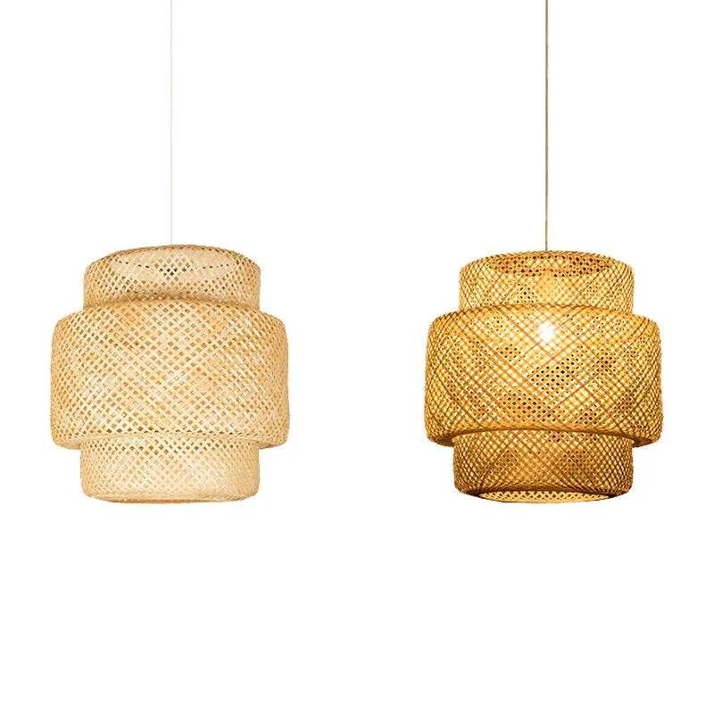 Chinese Rural Style Handmade Rattan Weaving Pendant Lights For Restaurant Cafe Originality Bamboo