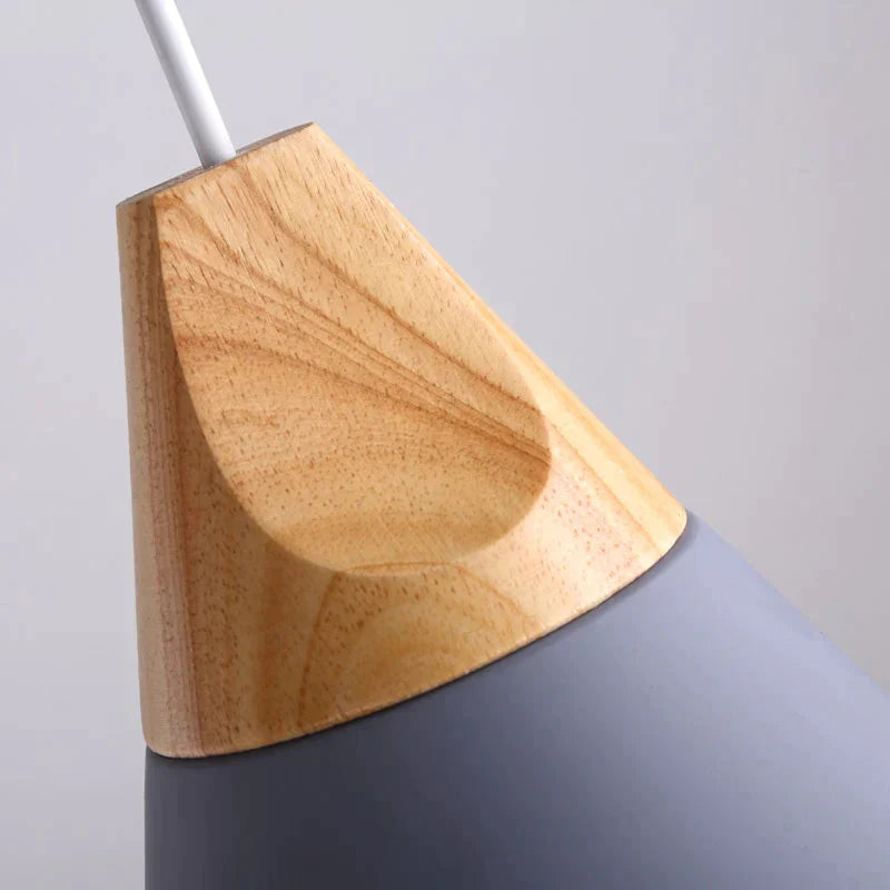 Nordic Combined Bar Real Wood Pendant Lights Multicolor Aluminum Lamp Shade Lamps For Dining Room