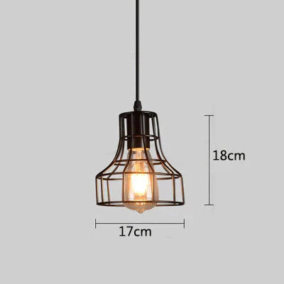 Retro Industrial Geometric Black Led Iron Pendant Lights Indoor Lighting Corridor Restaurant