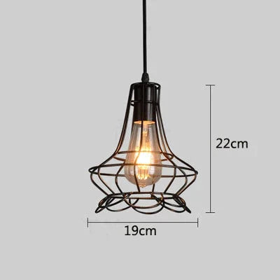 Retro Industrial Geometric Black Led Iron Pendant Lights Indoor Lighting Corridor Restaurant