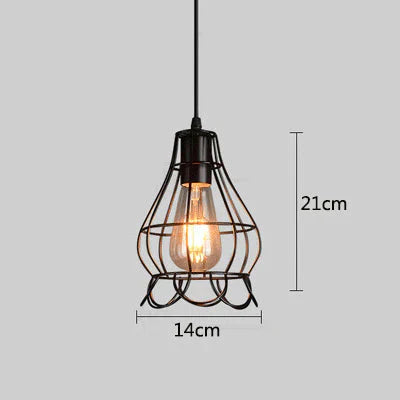 Retro Industrial Geometric Black Led Iron Pendant Lights Indoor Lighting Corridor Restaurant