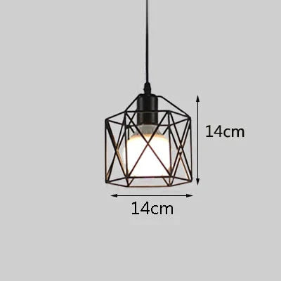 Retro Industrial Geometric Black Led Iron Pendant Lights Indoor Lighting Corridor Restaurant