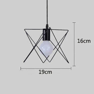 Retro Industrial Geometric Black Led Iron Pendant Lights Indoor Lighting Corridor Restaurant
