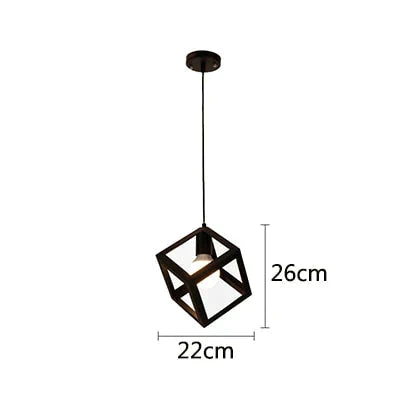 Retro Industrial Geometric Black Led Iron Pendant Lights Indoor Lighting Corridor Restaurant