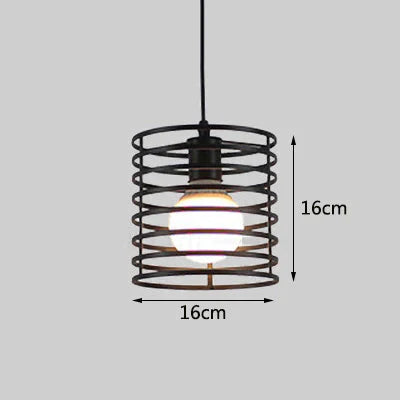 Retro Industrial Geometric Black Led Iron Pendant Lights Indoor Lighting Corridor Restaurant