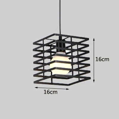 Retro Industrial Geometric Black Led Iron Pendant Lights Indoor Lighting Corridor Restaurant