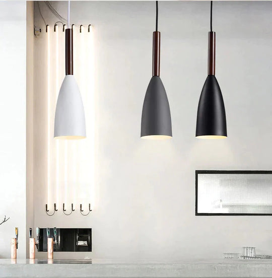 Nordic Minimalism Droplight E27 Aluminum Wood Pendant Lights Home Restaurant Decor Lighting Lamp