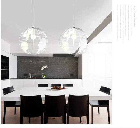 Nordic Led Globe Pendant Lamp Iron Black / White Cafe Living Room Bar Office Ceiling Children