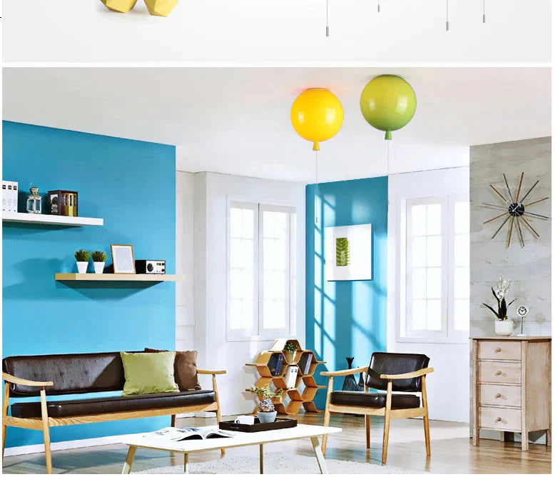Dia 25Cm 6 Colors Balloon Acrylic Pendant Light Fixture Home Deco Bedroom Children Room E27 Energy