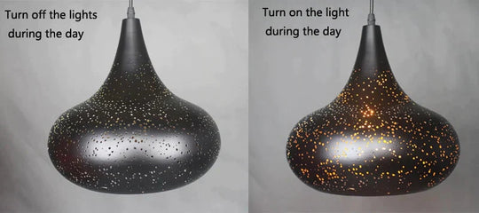 Vintage Pendant Lamp Iron Loft Nordic Porous Retro E27 Etching Lampshade Bar Restaurant Industrial