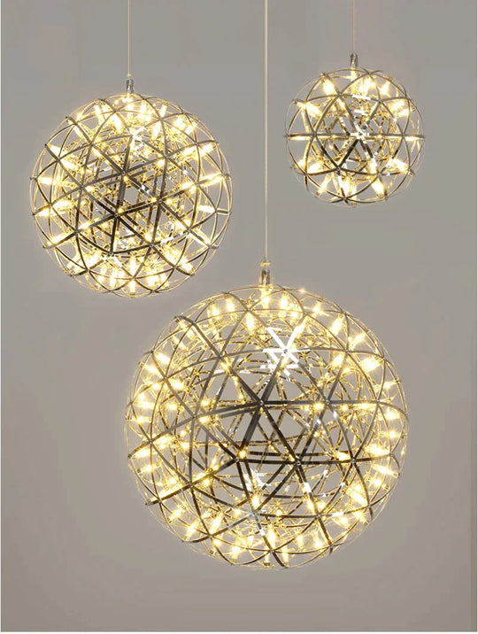 Modern Brief Loft Spark Ball Led Pendant Light Fixture Firework Stainless Steel Lamps Home Deco