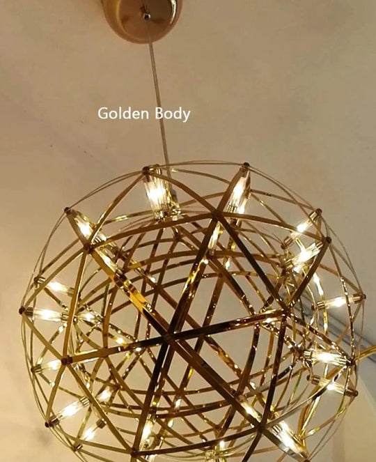 Modern Brief Loft Spark Ball Led Pendant Light Fixture Firework Stainless Steel Lamps Home Deco