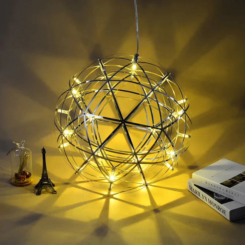 Modern Brief Loft Spark Ball Led Pendant Light Fixture Firework Stainless Steel Lamps Home Deco