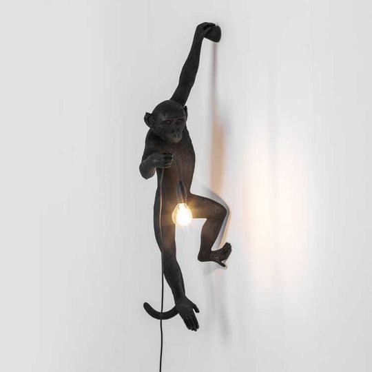 Modern Black Monkey Lamp Hemp Rope Pendant Lights American Country Resin Loft Industrial Hanging