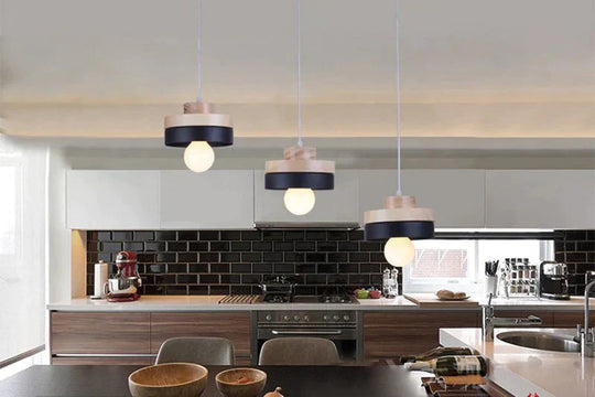 Nordic Solid Wood Lamp Simple Dining Table Pendant Lights Personality E27 Creative Living Room