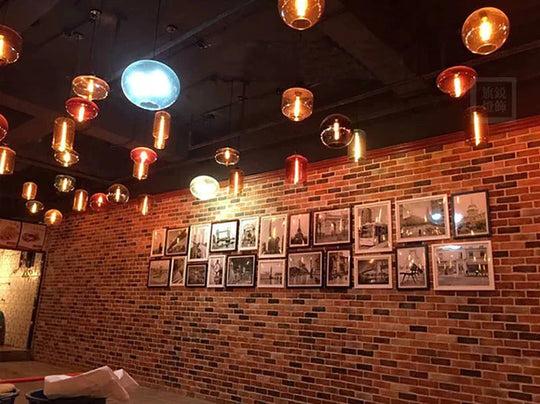 Nordic Modern Colorful Glass Bowl Pendant Lights E27 Loft Hanging Lamps For Kitchen Living Room