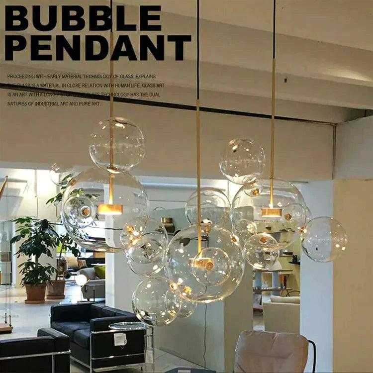 Clear Glass Ball Living Room Chandeliers Art Deco Bubble Lamp Shades Chandelier Modern Indoor