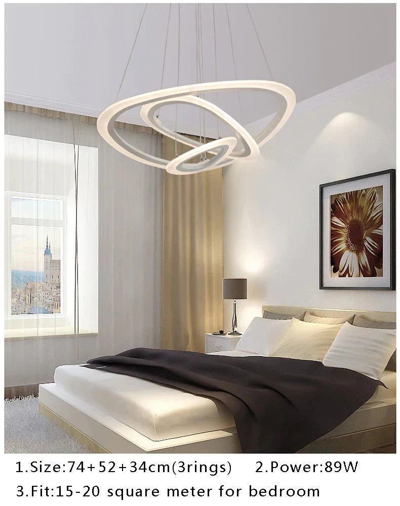 Black&White Modern Led Pendant Light For Living Room Bedroom Dining Lustre Acrylic Cricles Led