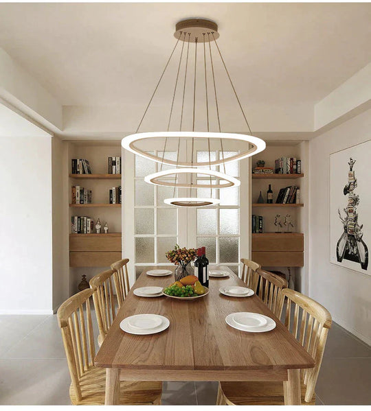 Black&White Modern Led Pendant Light For Living Room Bedroom Dining Lustre Acrylic Cricles Led