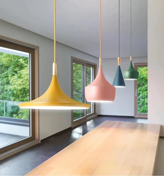 Slope Indoor Lighting Slope Pendant Lights Wood And Aluminum Lamp Restaurant Bar Coffee Dining Room
