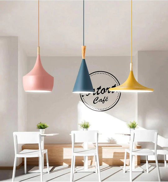 Slope Indoor Lighting Slope Pendant Lights Wood And Aluminum Lamp Restaurant Bar Coffee Dining Room
