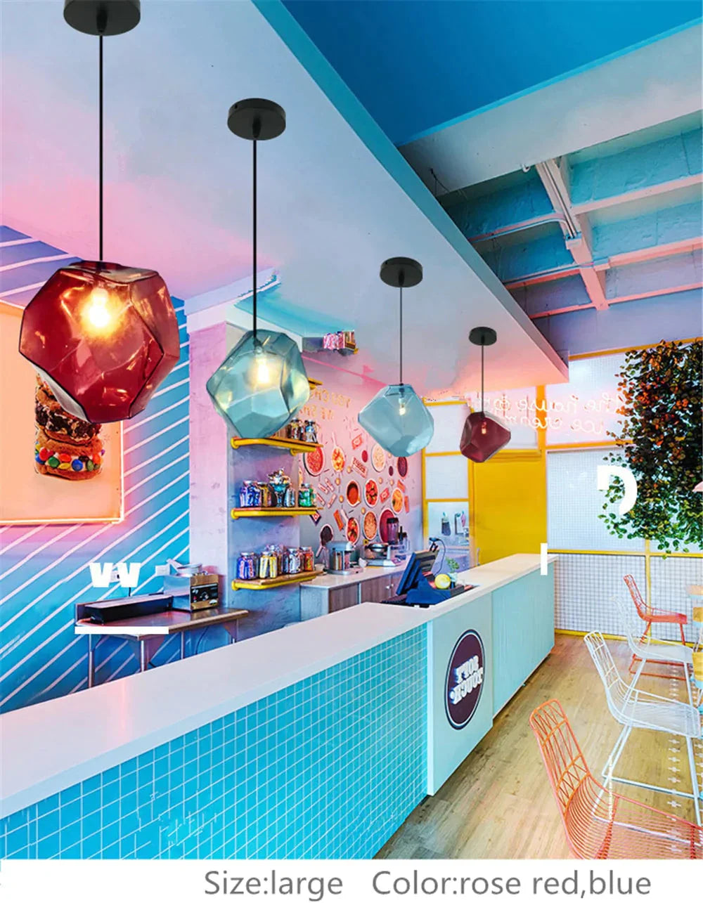 Simple Stone Glass Pendant Light Colorful Indoor G4 Led Lamp The Restaurant Dining Room Bar Cafe