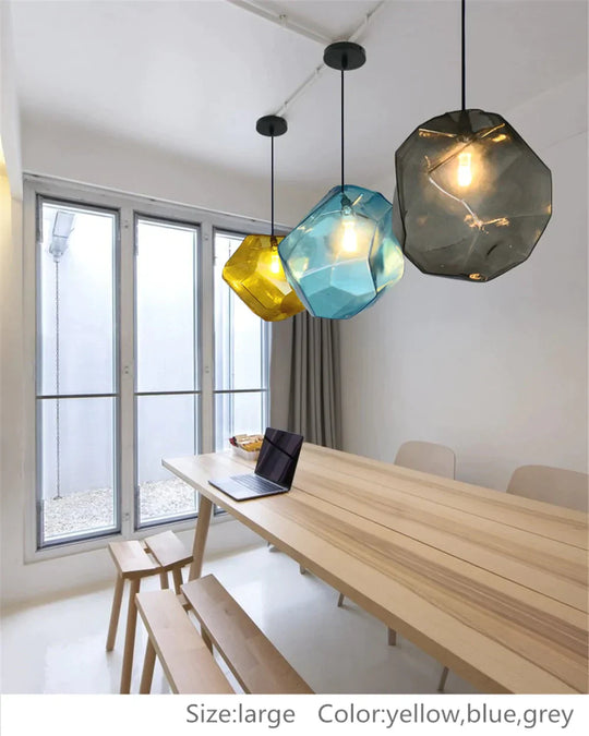 Simple Stone Glass Pendant Light Colorful Indoor G4 Led Lamp The Restaurant Dining Room Bar Cafe