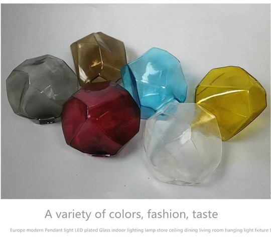 Simple Stone Glass Pendant Light Colorful Indoor G4 Led Lamp The Restaurant Dining Room Bar Cafe