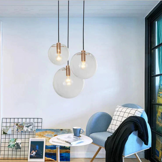 Transparent Glass Ball Lamp Restaurant Bar Modern Minimalist Single Head Personality Creative