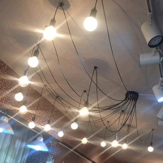 Mordern Nordic Retro Edison Bulb Light Chandelier Vintage Loft Antique Adjustable Diy Art Spider