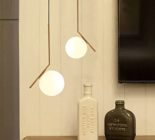 1 Pc Nordic Style Pendant Lights Milky White Glassshade Modern Minimalist Led Lamps For Dining Room