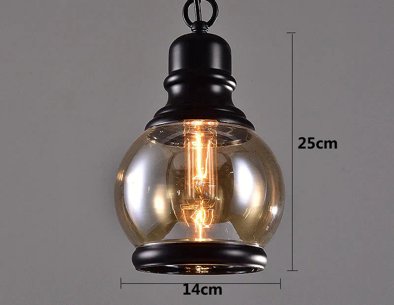 Vintage Loft Pendant Light Industrial Style Amber Glass Lamp Bar/Restaurant Retro Room Bar Bed 3