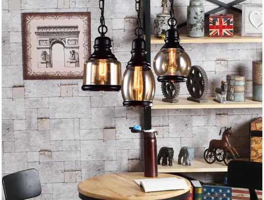 Vintage Loft Pendant Light Industrial Style Amber Glass Lamp Bar/Restaurant Retro Room Bar Bed 3