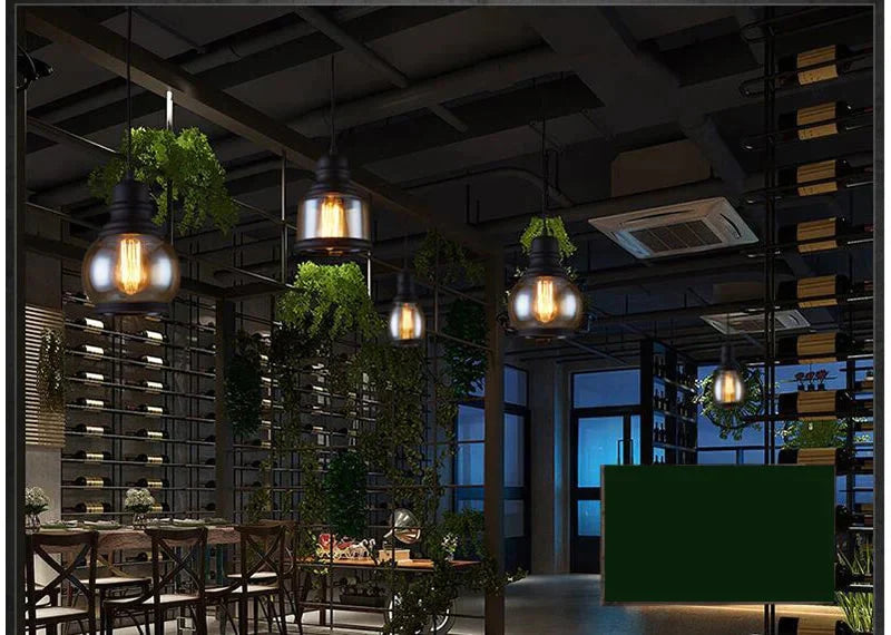 Vintage Loft Pendant Light Industrial Style Amber Glass Lamp Bar/Restaurant Retro Room Bar Bed 3