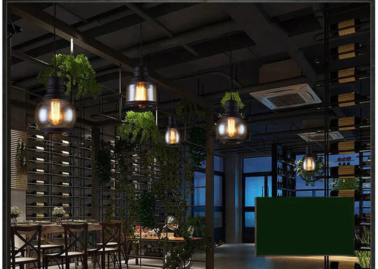 Vintage Loft Pendant Light Industrial Style Amber Glass Lamp Bar/Restaurant Retro Room Bar Bed 3