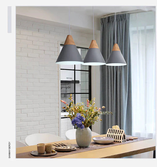 Pendant Lights Modern Wood Lamp Nordic Light For Cafe Restaurant Bedroom Hanglamp Kitchen Colorful